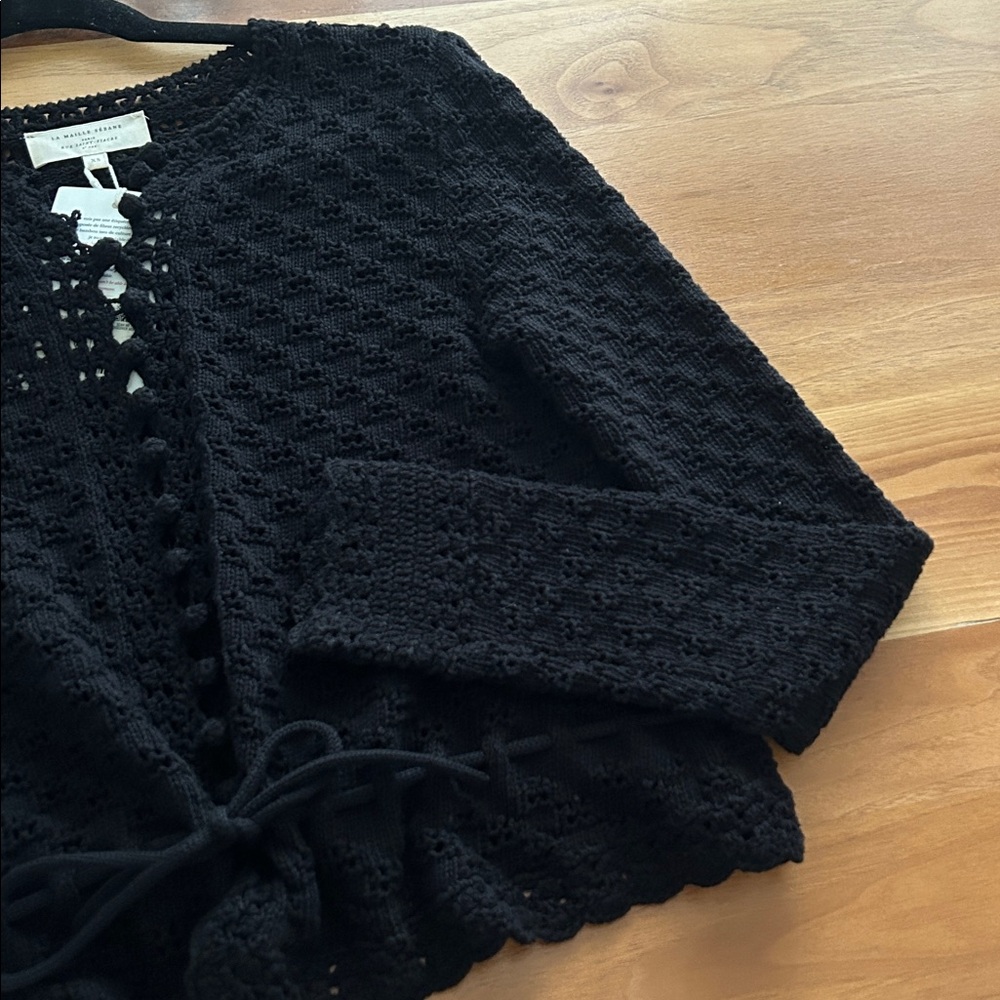 Sézane Martie Cardigan XS Black | NWT | Sold Out | Organic Cotton - Picture 11 of 15